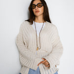 Sandy Crochet Shimmer Cardigan Off White - AB ESSENTIALS