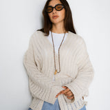 Sandy Crochet Shimmer Cardigan Off White - AB ESSENTIALS