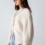 Sandy Crochet Shimmer Cardigan Off White - AB ESSENTIALS