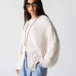 Sandy Crochet Shimmer Cardigan Off White - AB ESSENTIALS