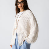 Sandy Crochet Shimmer Cardigan Off White - AB ESSENTIALS