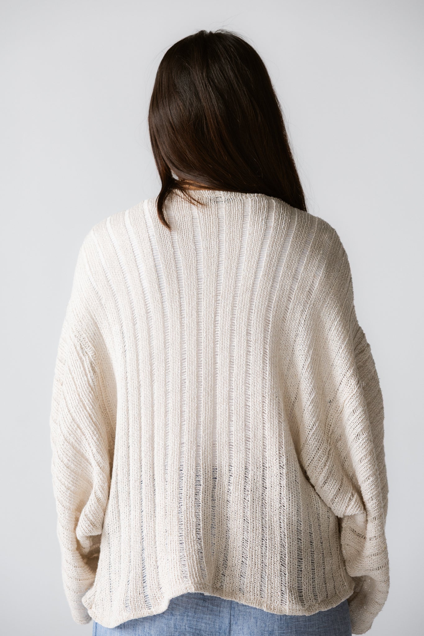 Sandy Crochet Shimmer Cardigan Off White - AB ESSENTIALS