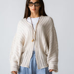 Sandy Crochet Shimmer Cardigan Off White - AB ESSENTIALS