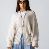 Sandy Crochet Shimmer Cardigan Off White - AB ESSENTIALS