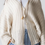 Sandy Crochet Shimmer Cardigan Off White - AB ESSENTIALS