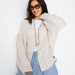 Sandy Crochet Shimmer Cardigan Off White - AB ESSENTIALS