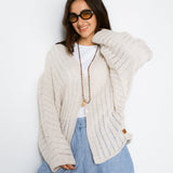 Sandy Crochet Shimmer Cardigan Off White - AB ESSENTIALS