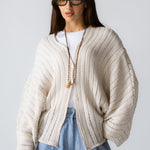 Sandy Crochet Shimmer Cardigan Off White - AB ESSENTIALS