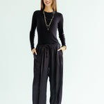 Satin Glow Pants Black - AB ESSENTIALS