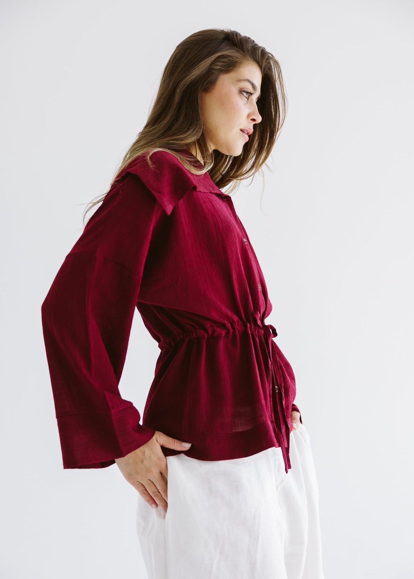Seashell Top Burgundy - AB ESSENTIALS