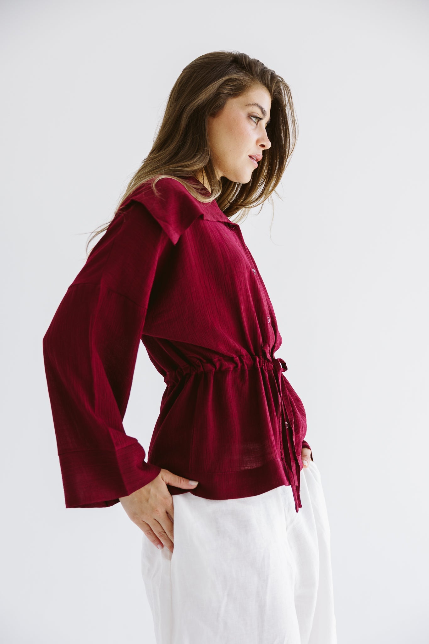 Seashell Top Burgundy - AB ESSENTIALS
