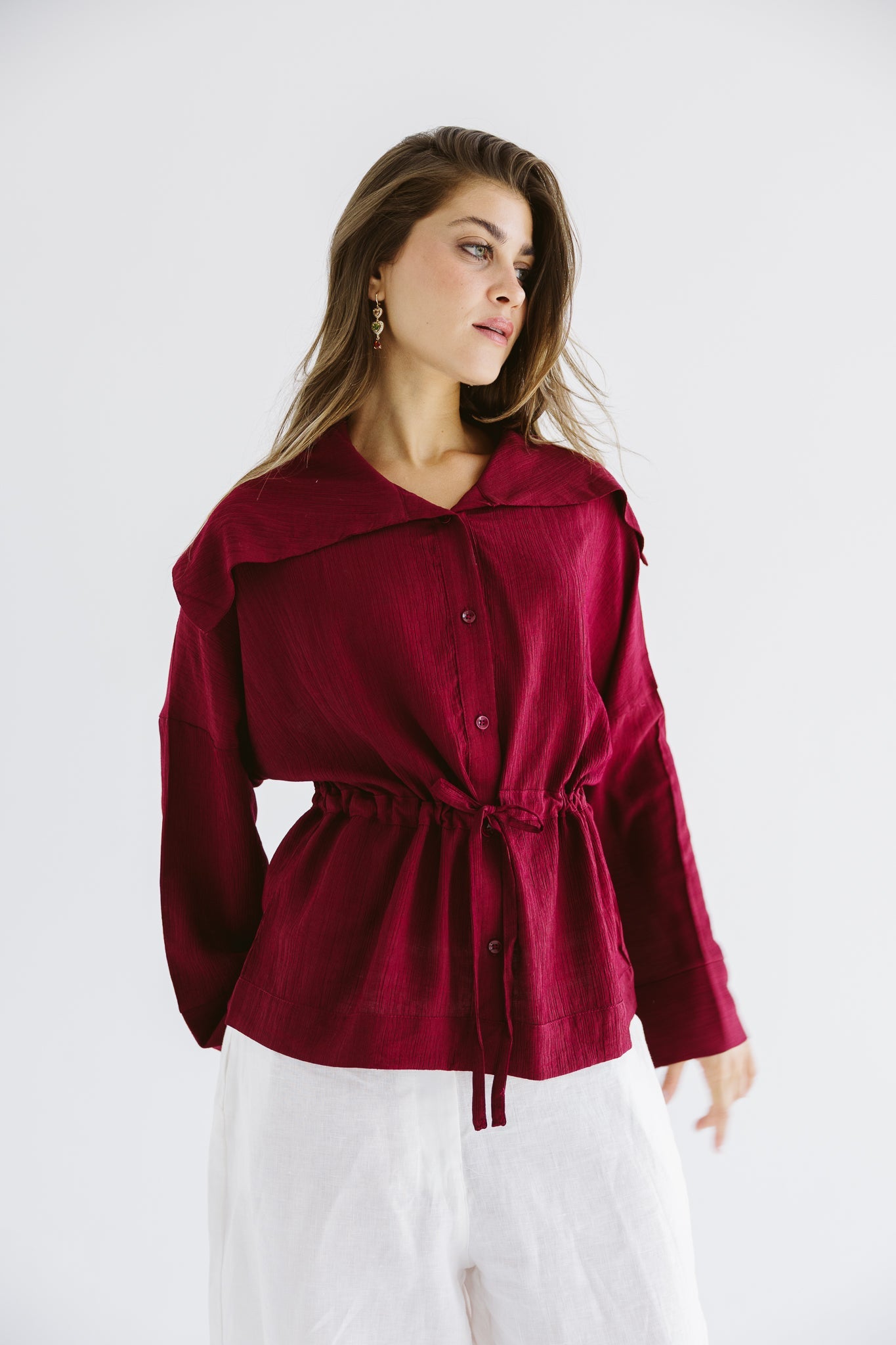 Seashell Top Burgundy - AB ESSENTIALS