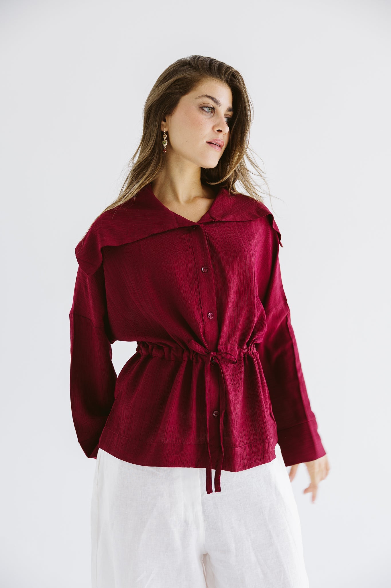 Seashell Top Burgundy - AB ESSENTIALS