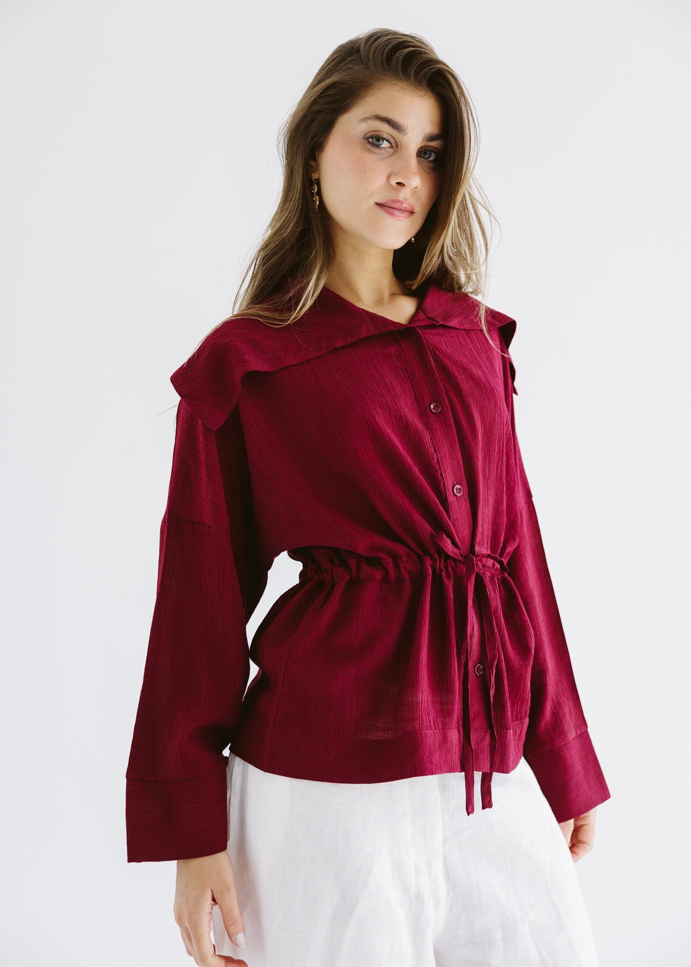 Seashell Top Burgundy - AB ESSENTIALS