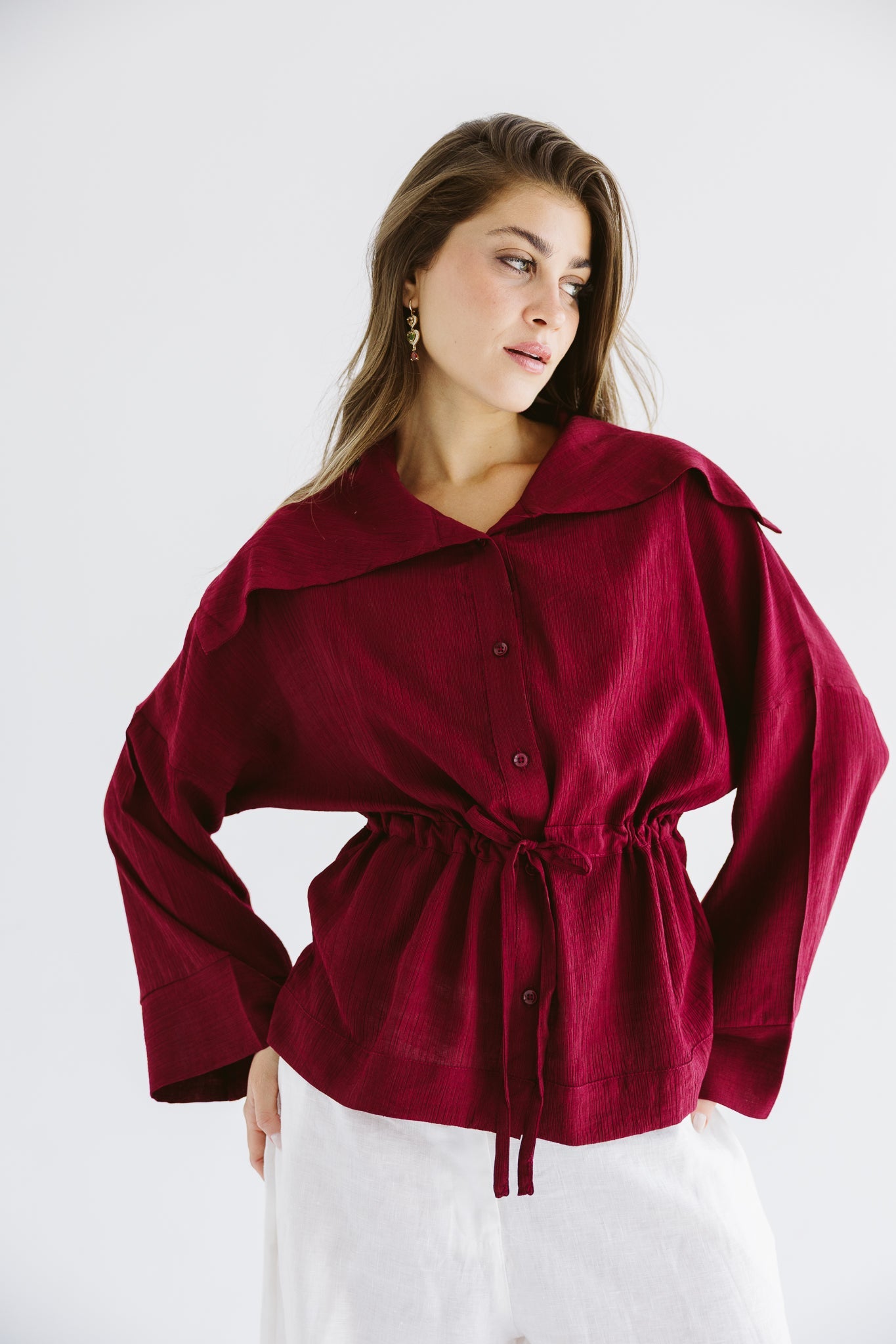 Seashell Top Burgundy - AB ESSENTIALS
