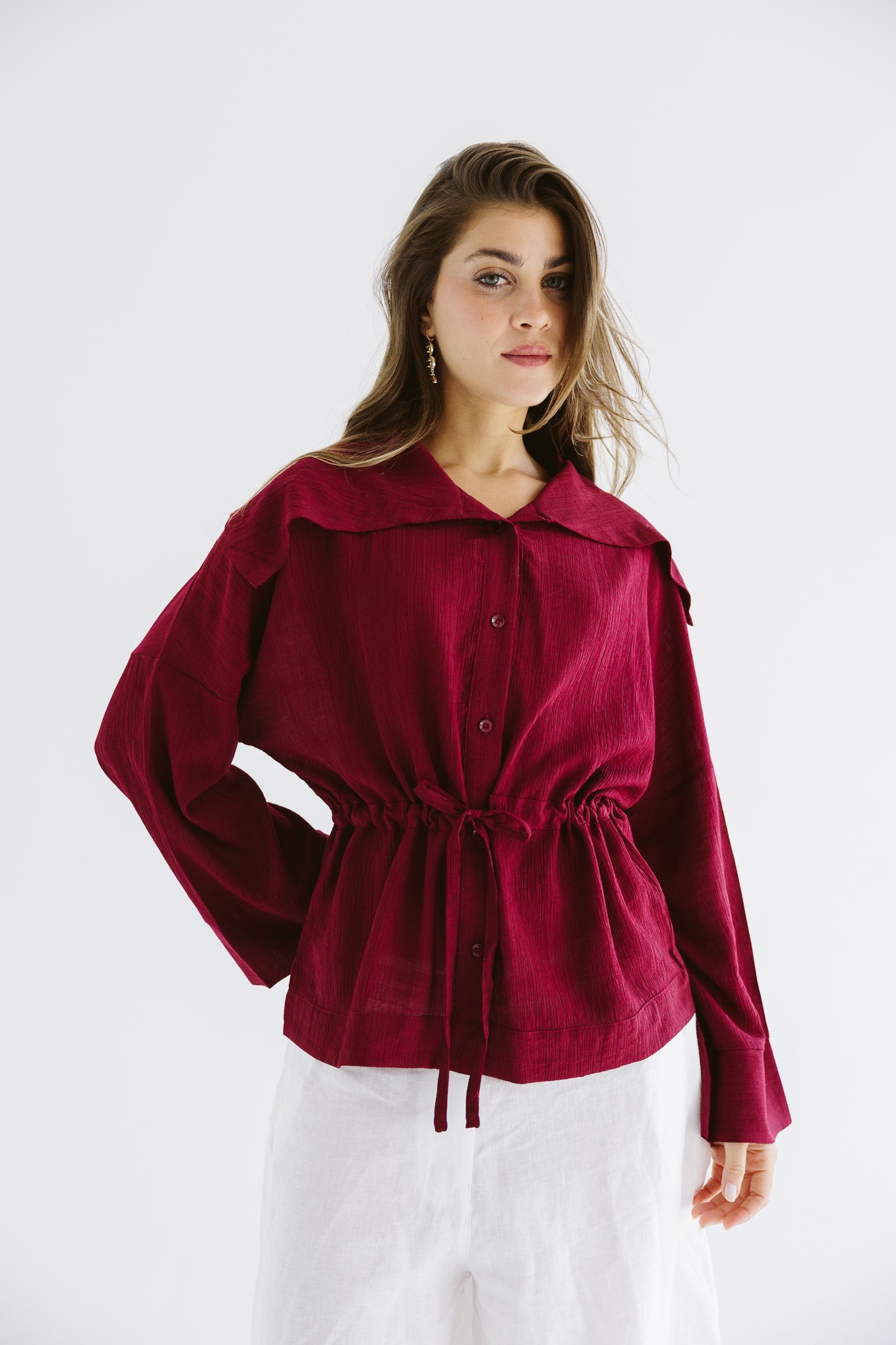 Seashell Top Burgundy - AB ESSENTIALS