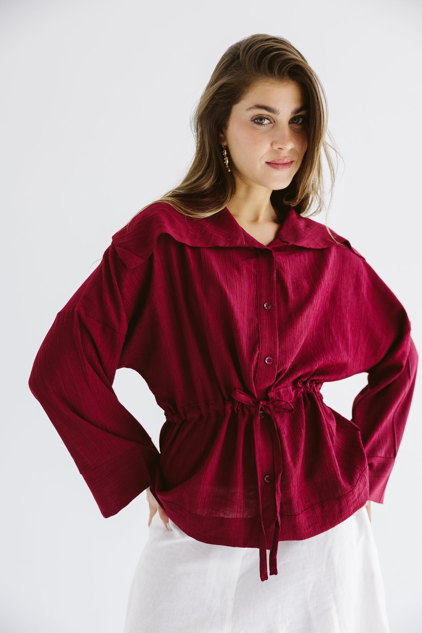 Seashell Top Burgundy - AB ESSENTIALS