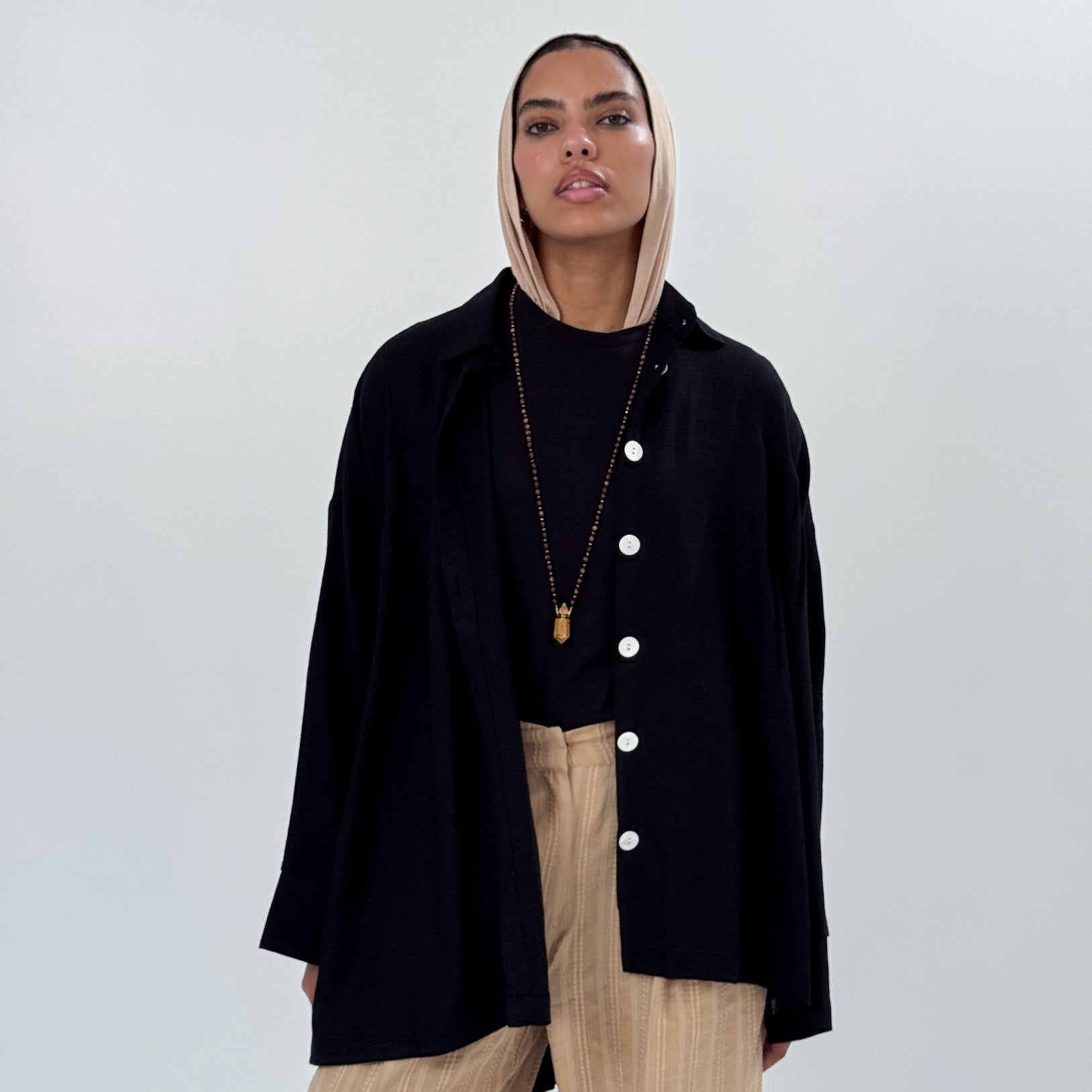 Sola Linen Shirt Black - AB ESSENTIALS