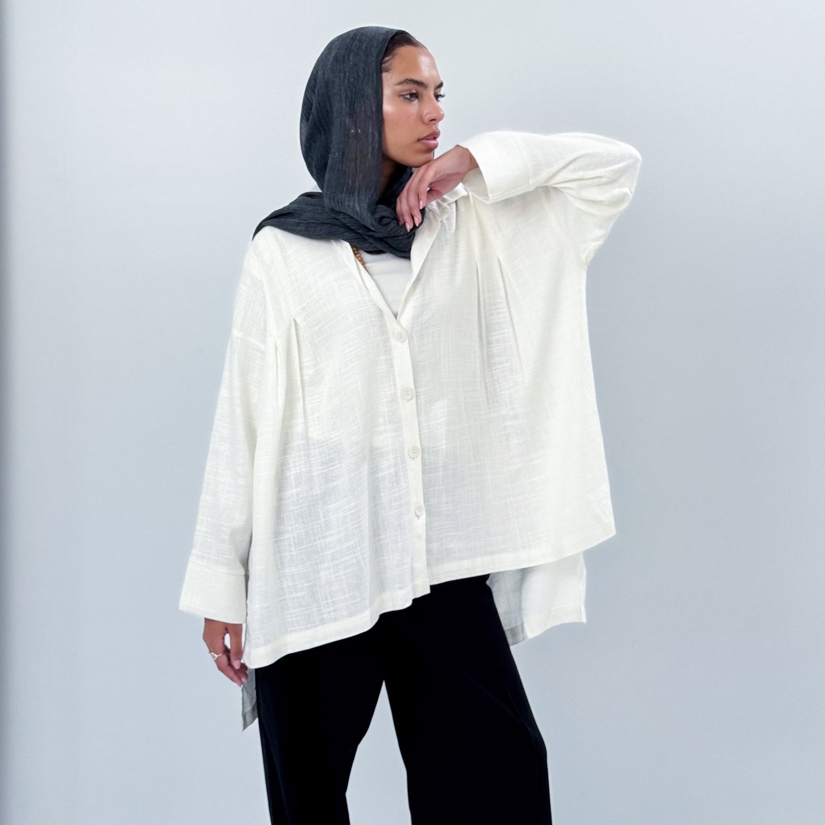 Sola Linen Shirt White - AB ESSENTIALS