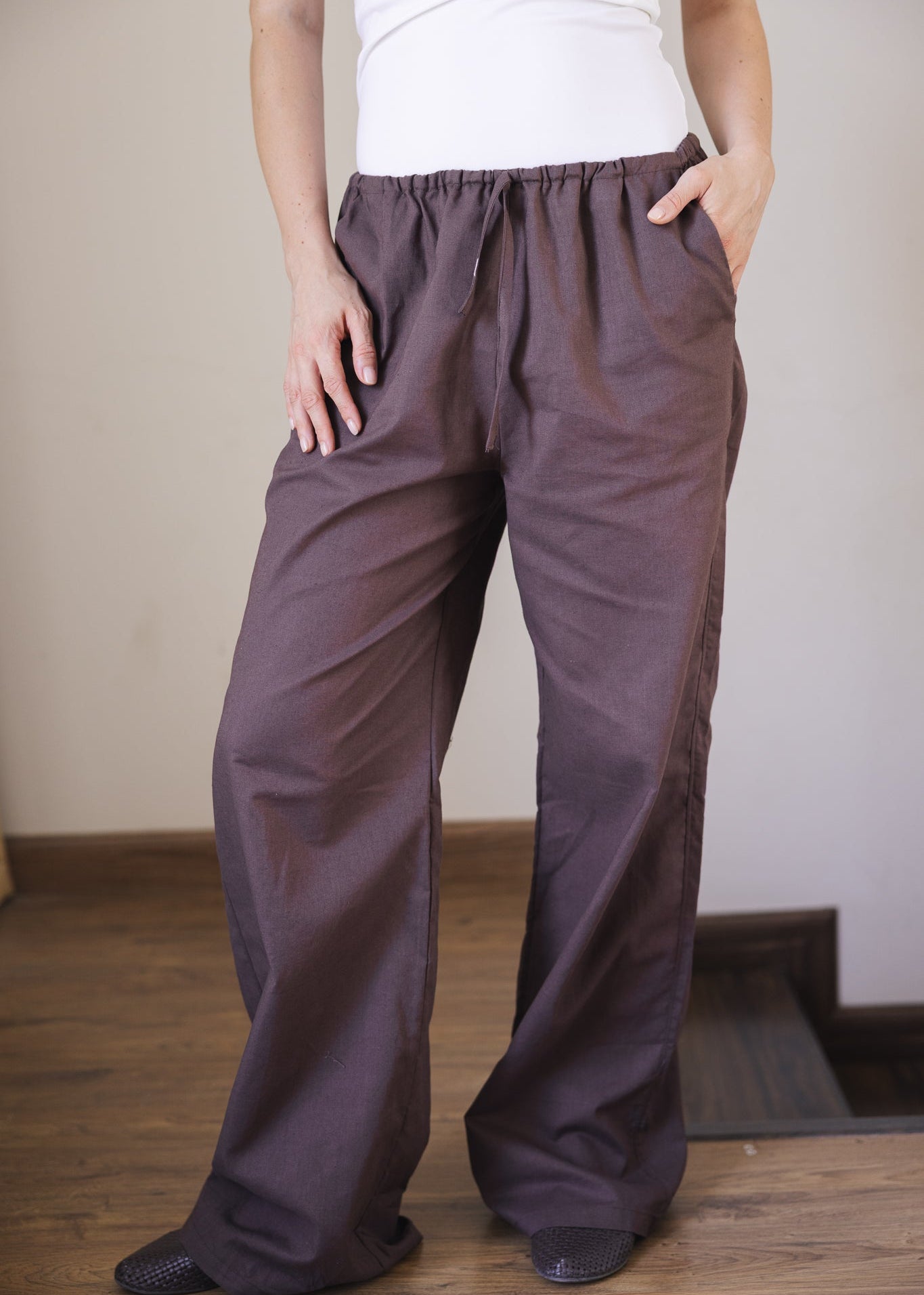 Soleil Linen Pants Brown - AB ESSENTIALS