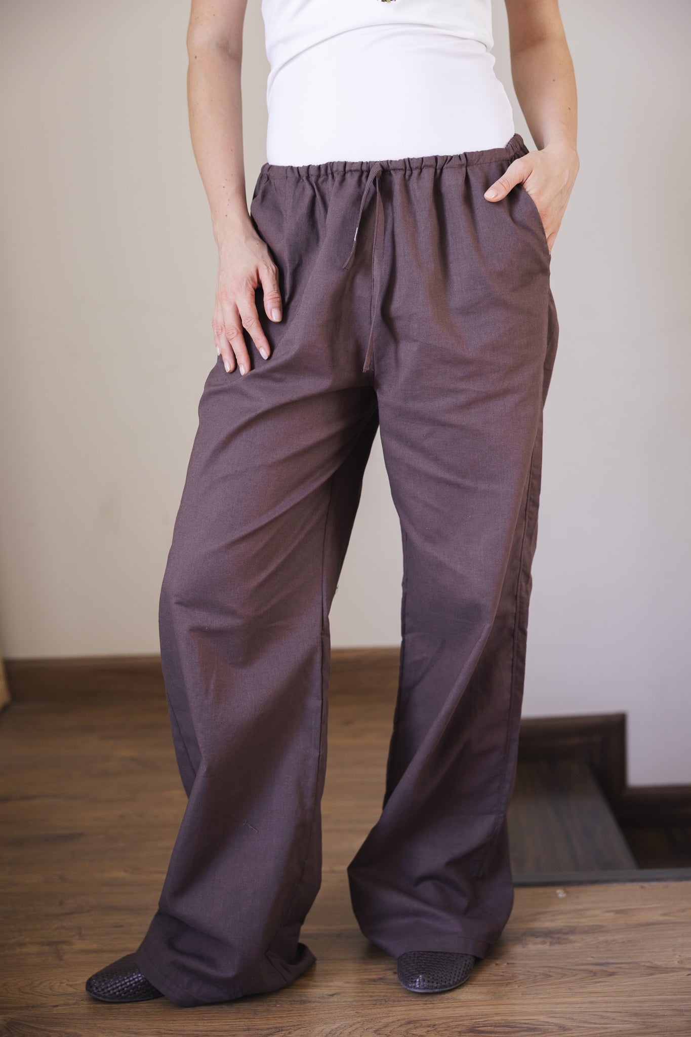 Soleil Linen Pants Brown - AB ESSENTIALS