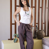 Soleil Linen Pants Brown - AB ESSENTIALS