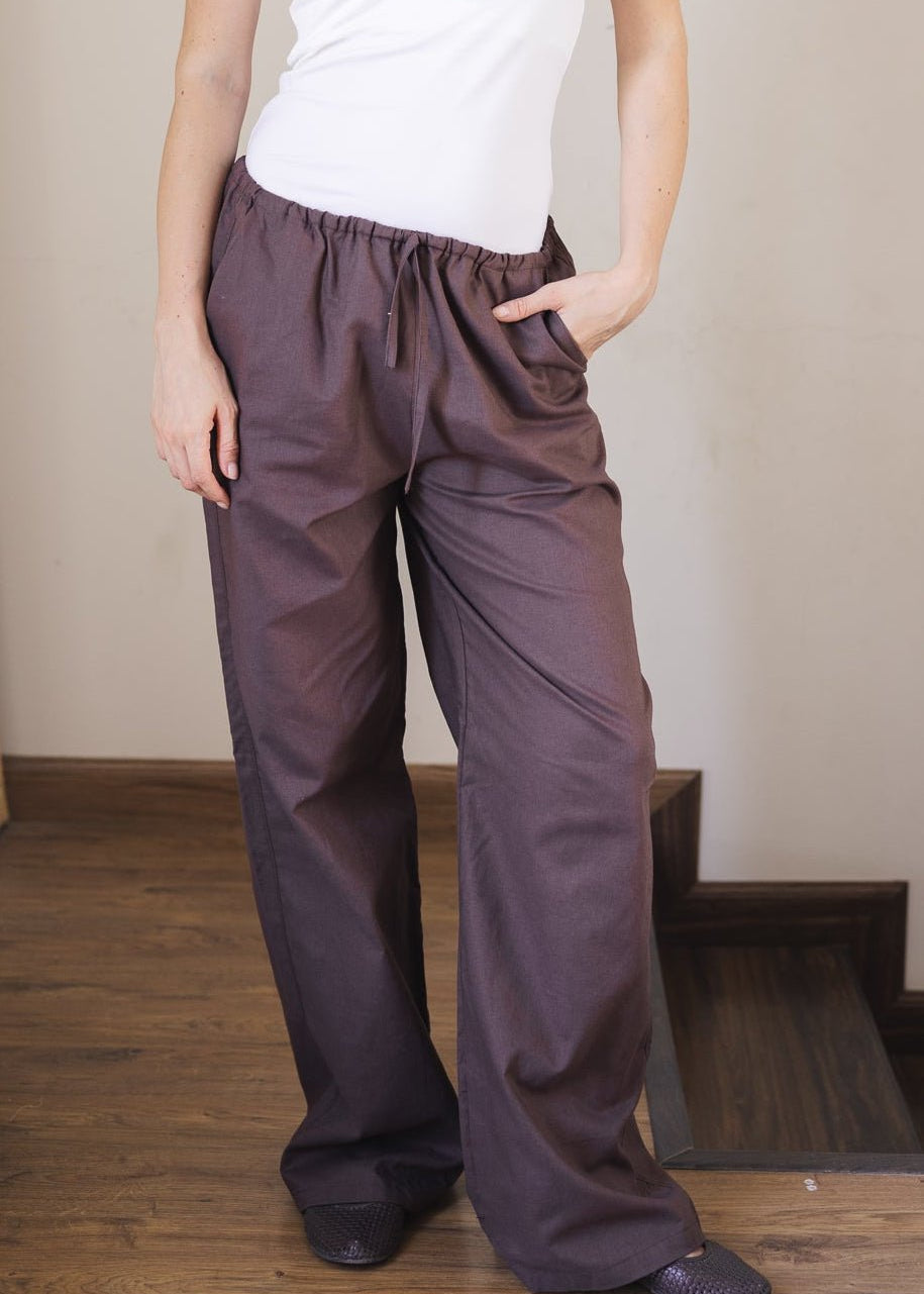 Soleil Linen Pants Brown - AB ESSENTIALS