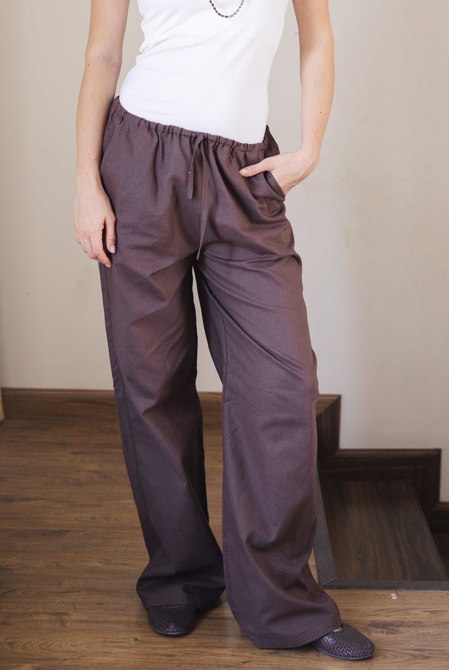 Soleil Linen Pants Brown - AB ESSENTIALS