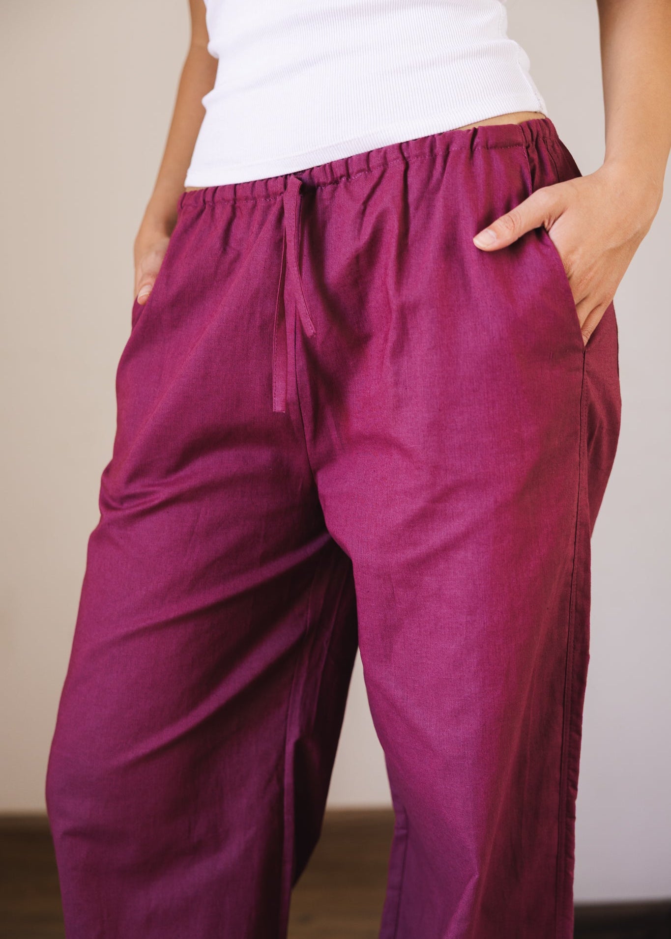 Soleil Linen Pants Burgundy - AB ESSENTIALS