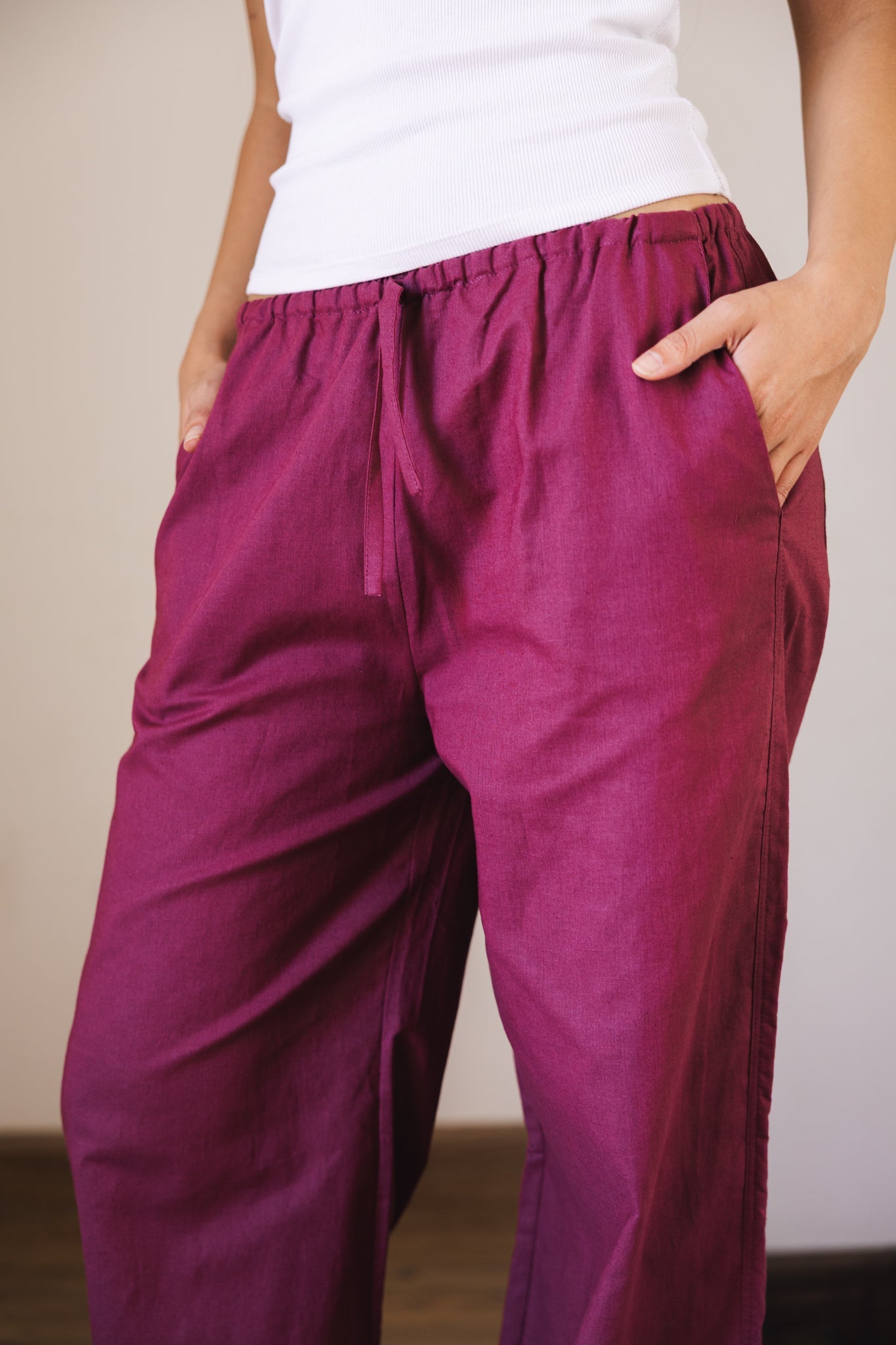 Soleil Linen Pants Burgundy - AB ESSENTIALS