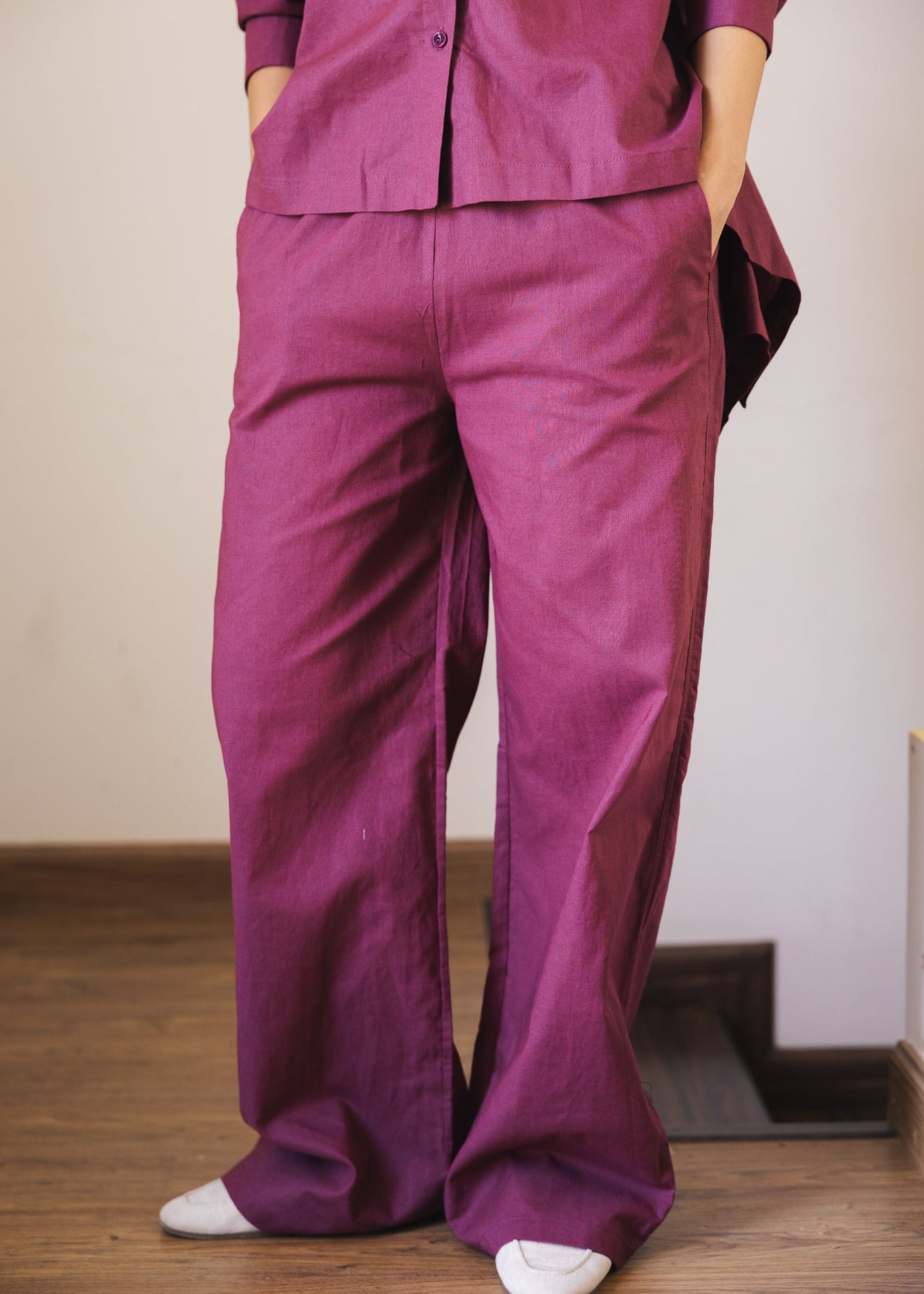Soleil Linen Pants Burgundy - AB ESSENTIALS