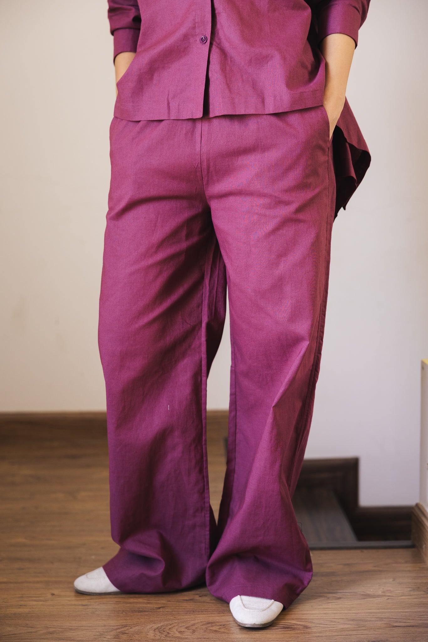 Soleil Linen Pants Burgundy - AB ESSENTIALS