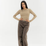 Straight Leg Jeans Washed Brown - AB ESSENTIALS