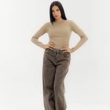 Straight Leg Jeans Washed Brown - AB ESSENTIALS