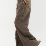 Straight Leg Jeans Washed Brown - AB ESSENTIALS