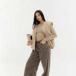 Straight Leg Jeans Washed Brown - AB ESSENTIALS