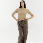 Straight Leg Jeans Washed Brown - AB ESSENTIALS