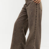 Straight Leg Jeans Washed Brown - AB ESSENTIALS