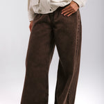 Straight Leg Jeans Washed Brown - AB ESSENTIALS
