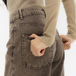 Straight Leg Jeans Washed Brown - AB ESSENTIALS