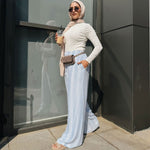 Striped Linen Pants Baby Blue - AB ESSENTIALS