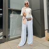 Striped Linen Pants Baby Blue - AB ESSENTIALS