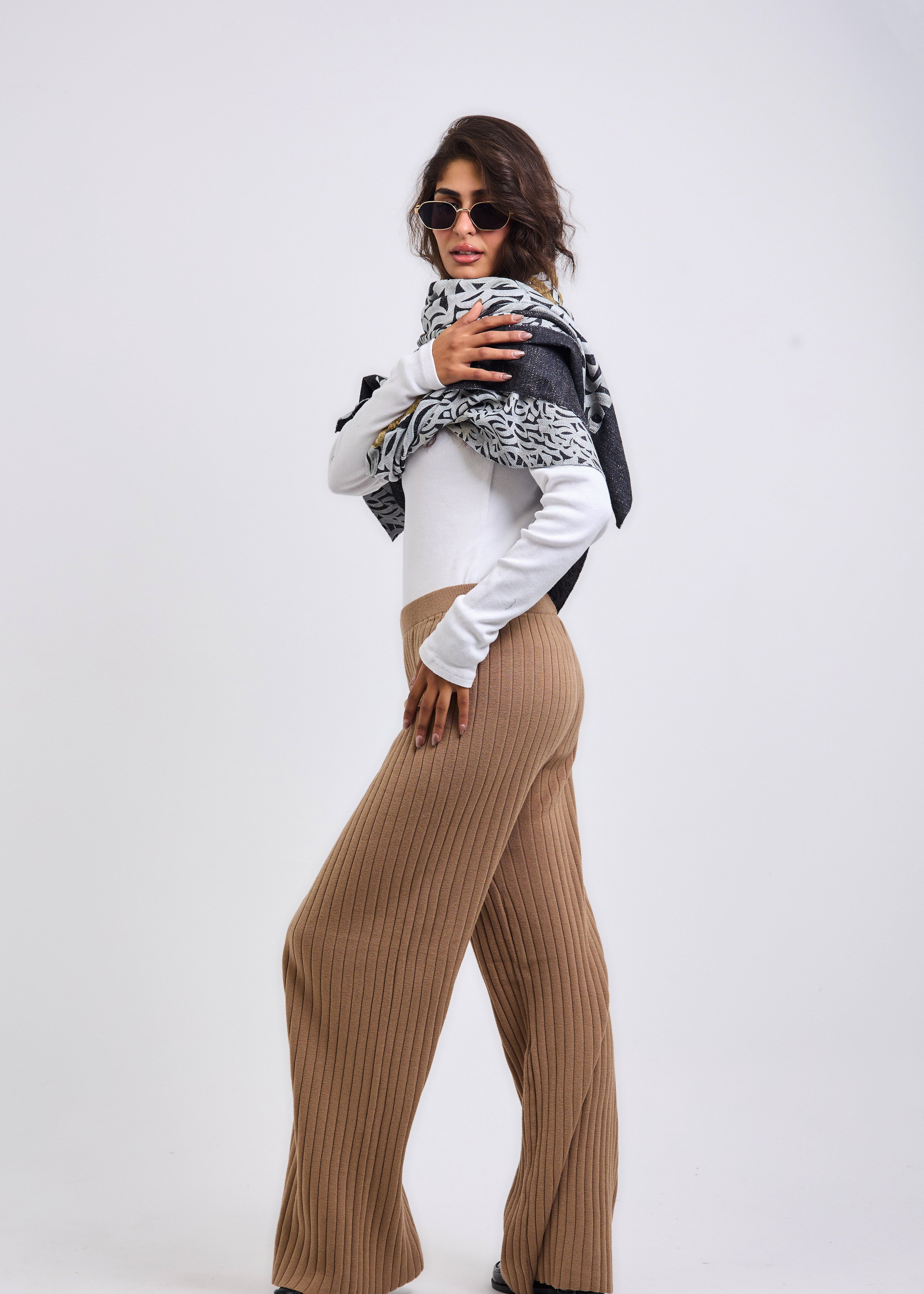Stripped Knit Pants Beige - AB ESSENTIALS