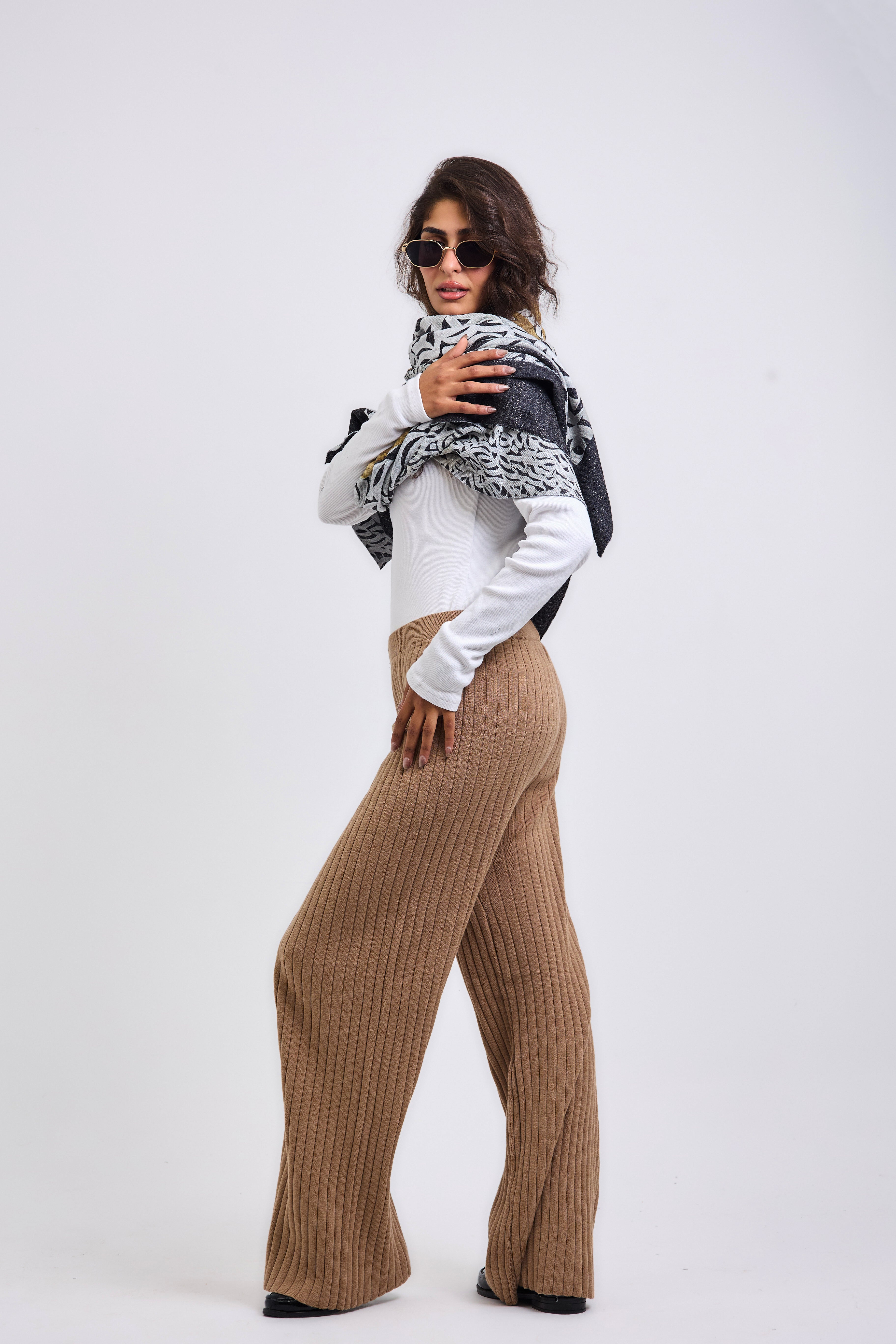 Stripped Knit Pants Beige - AB ESSENTIALS