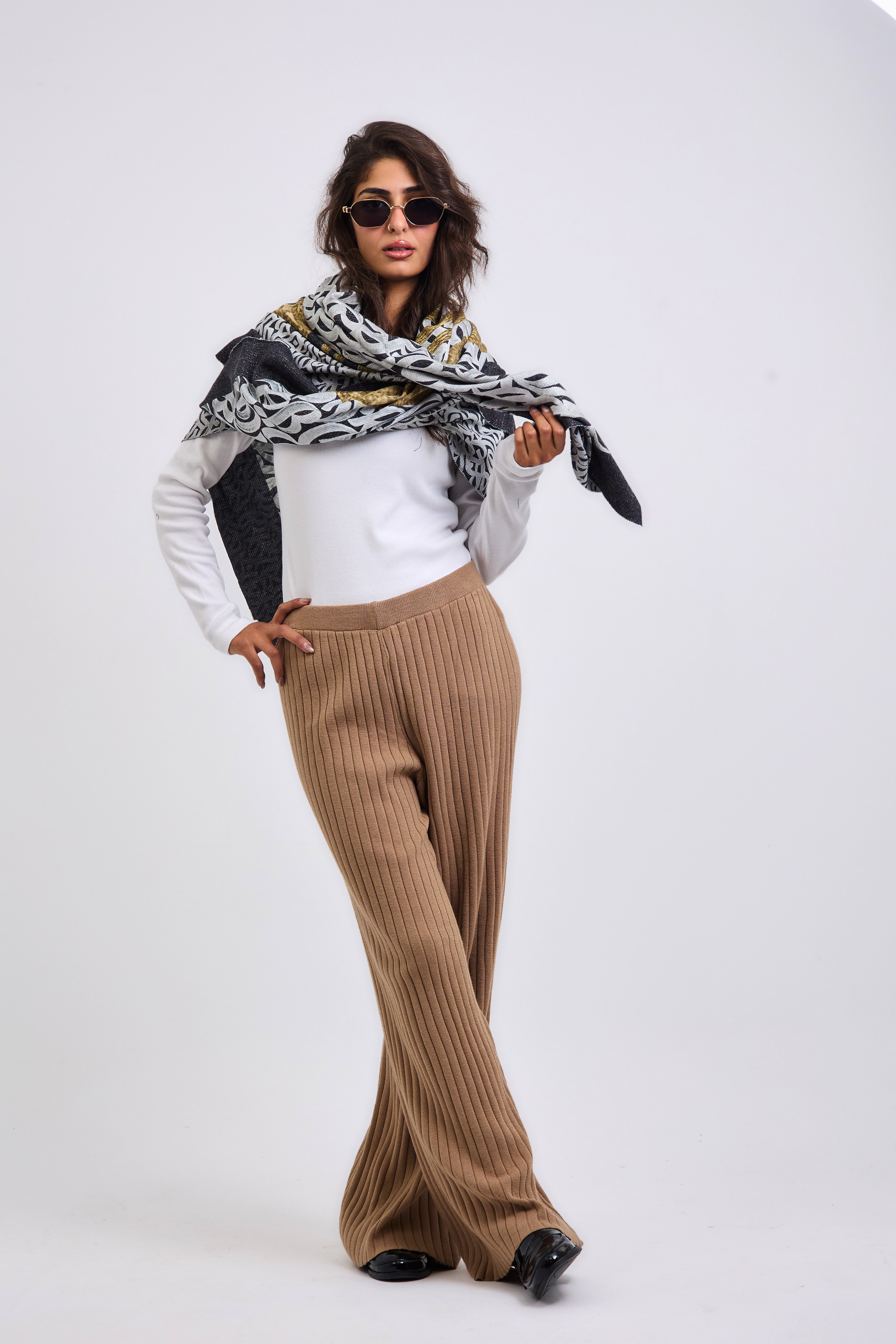 Stripped Knit Pants Beige - AB ESSENTIALS