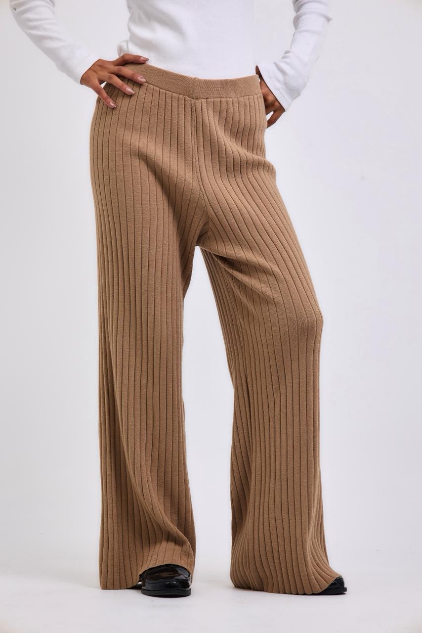 Stripped Knit Pants Beige - AB ESSENTIALS