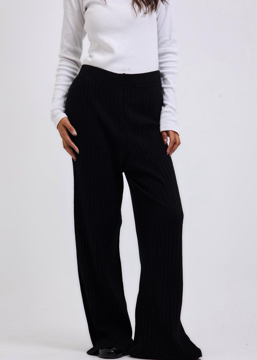 Stripped Knit Pants Black - AB ESSENTIALS