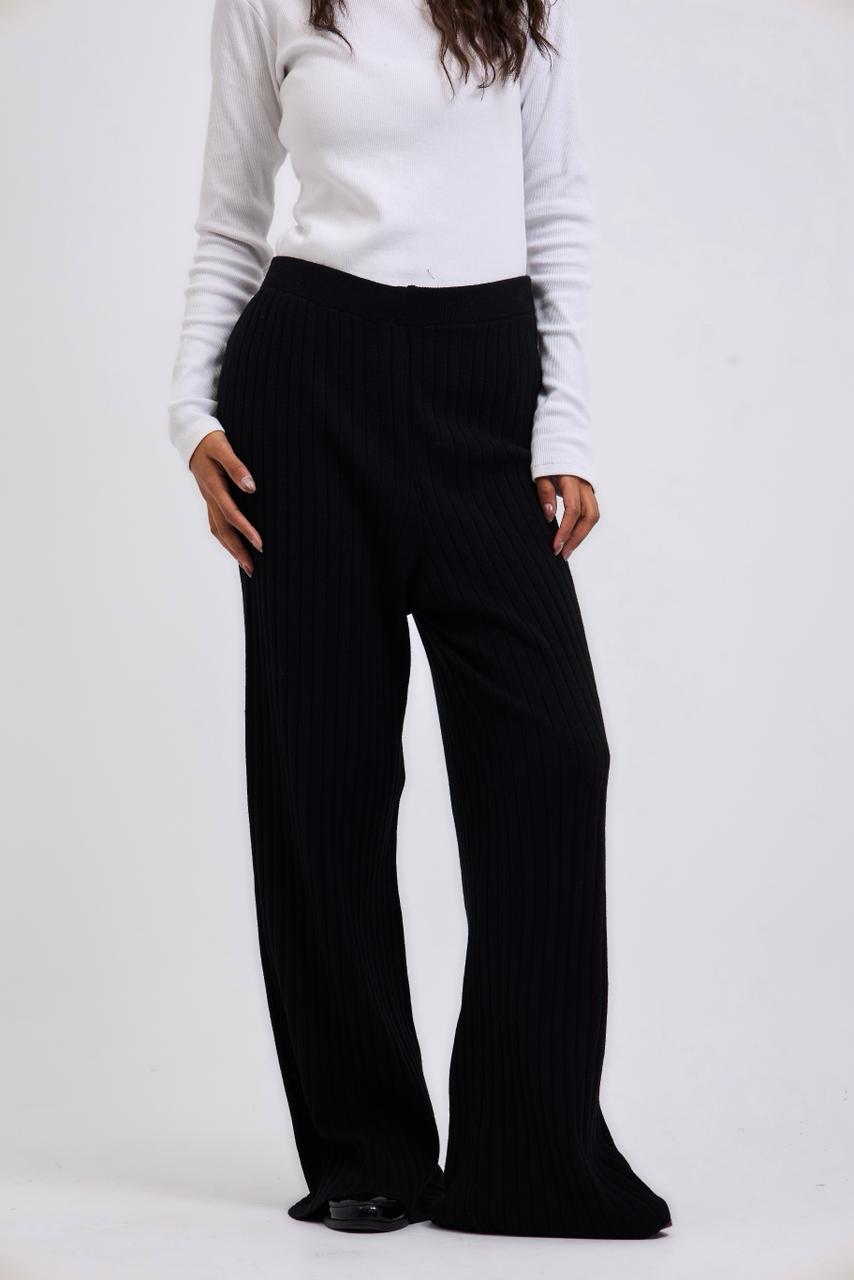 Stripped Knit Pants Black - AB ESSENTIALS