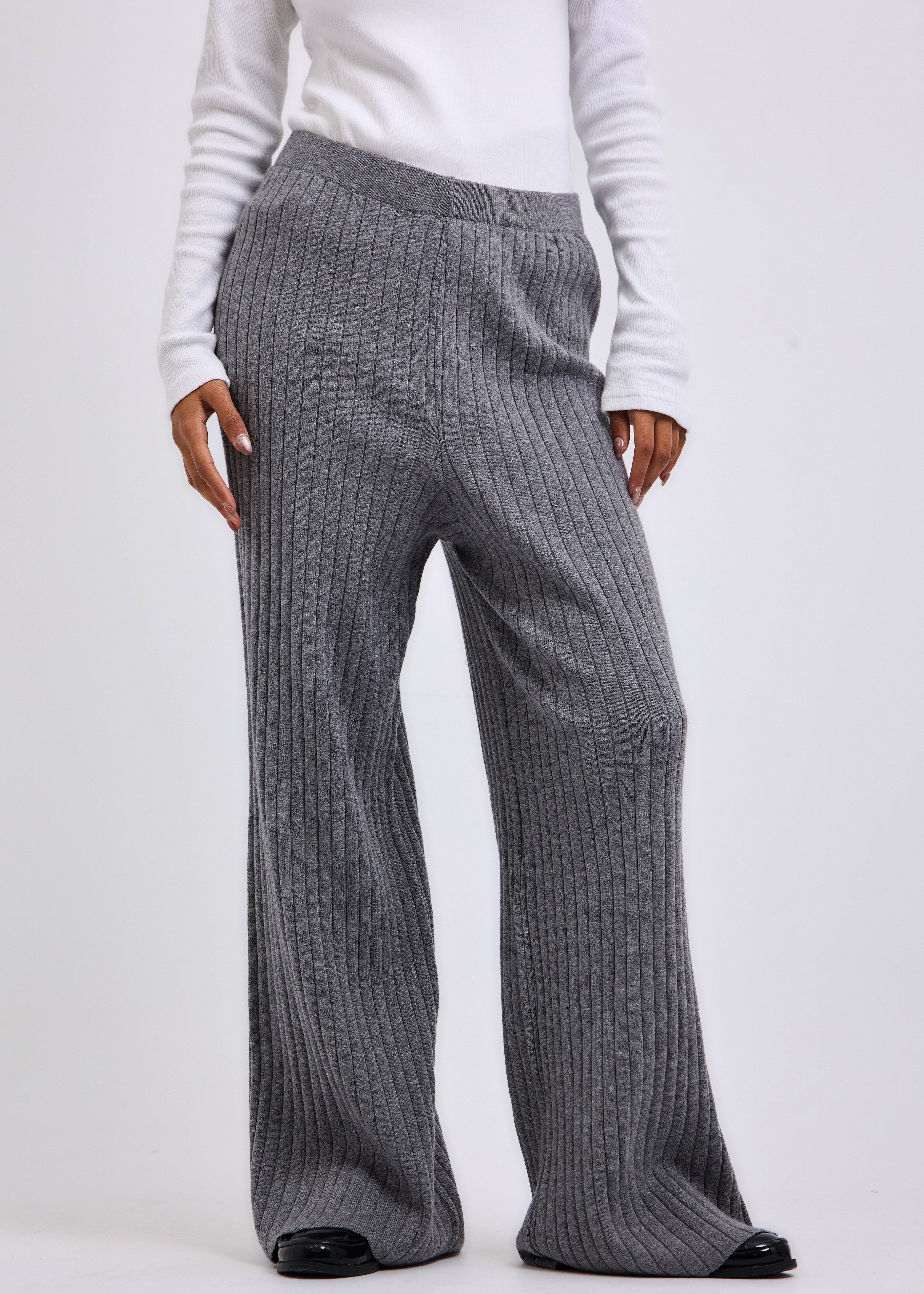 Stripped Knit Pants Grey - AB ESSENTIALS