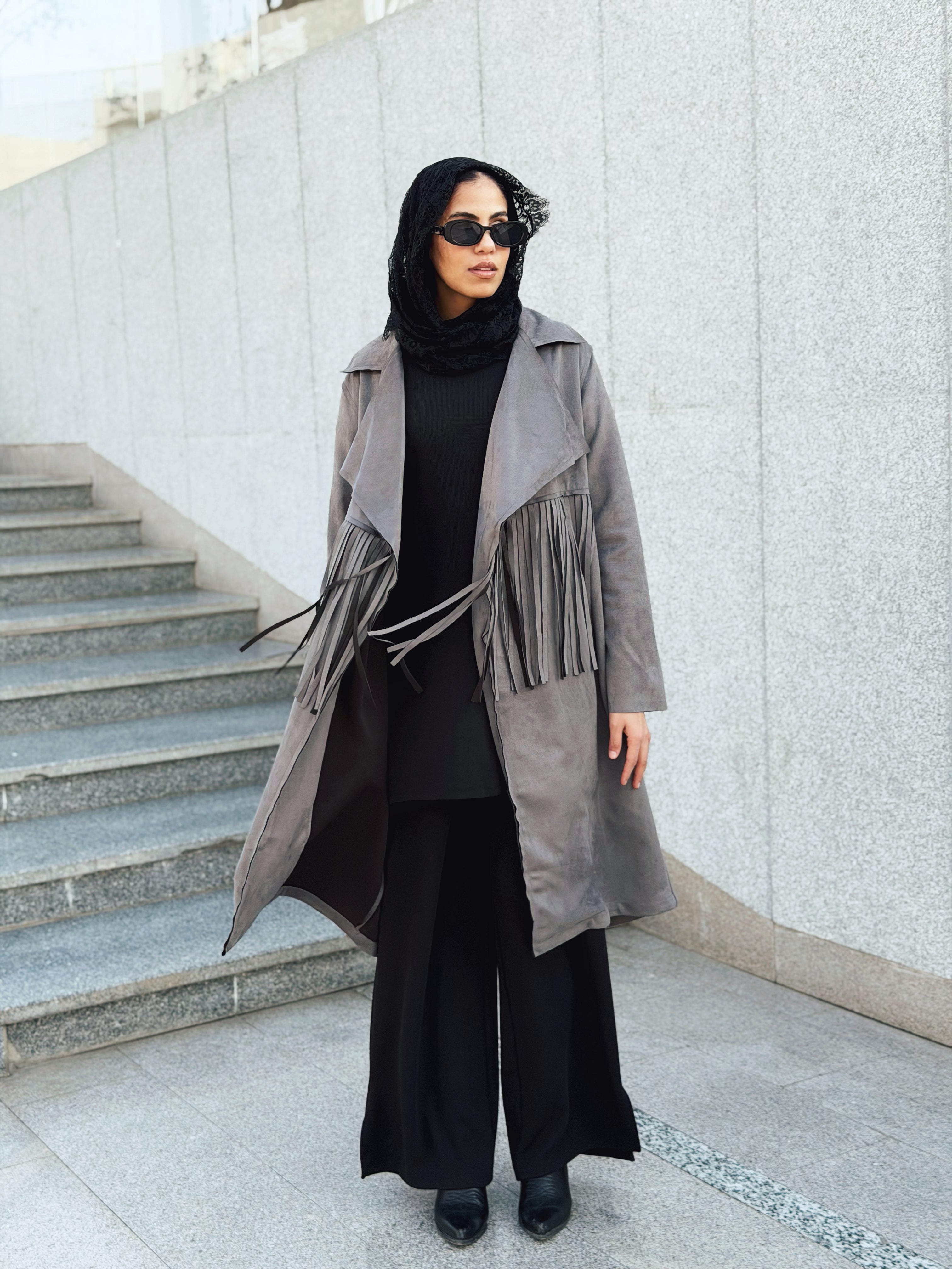 Suede Coat Grey - AB ESSENTIALS